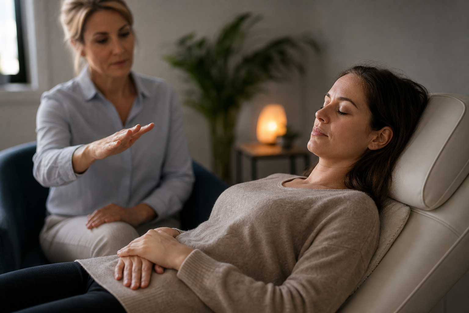 Stress and Anxiety Hypnosis hero image for How Mindfulness Supports Hypnotherapy for Stress in Dayton, showing stress and anxiety support, calm self-regulation, hypnosis session, hypnotherapy consultation, professional hypnotist in a clear article-specific hypnosis and hypnotherapy session context.